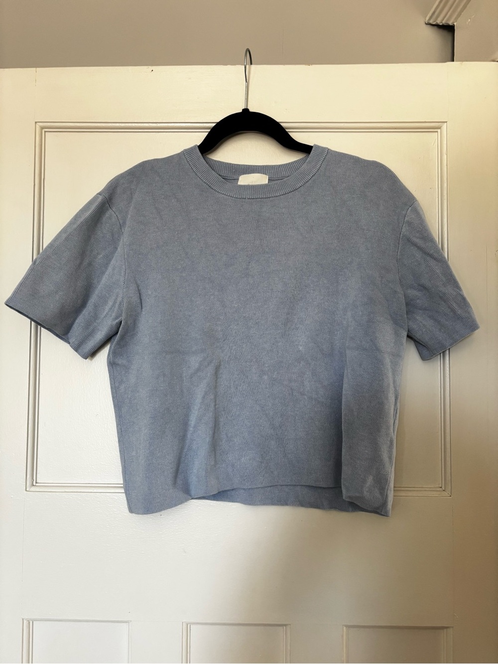 H&M Pale Blue Short-Sleeve Crewneck Top
